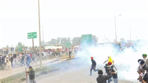 Farmers Protest Tear Gas Fired As Farmers Gather At Shambhu Border To