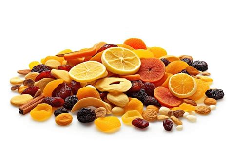 Premium Ai Image Dried Mix Fruits On White Background