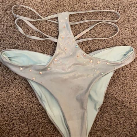 Rare Rare 3 Pc Jeweled Beach Bunny Bikini Gem