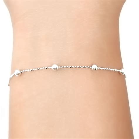 Ripley Pulsera Bolitas Plata Fina