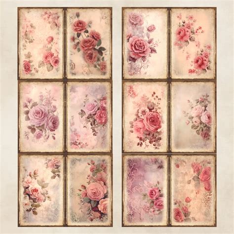 Vintage Rose Junk Journal Kit Love Valentines Ephemera Florals