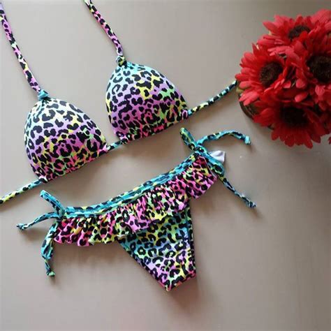 Brazilian Bikini Colourful Leopard Print Frills At The Bumbum Store