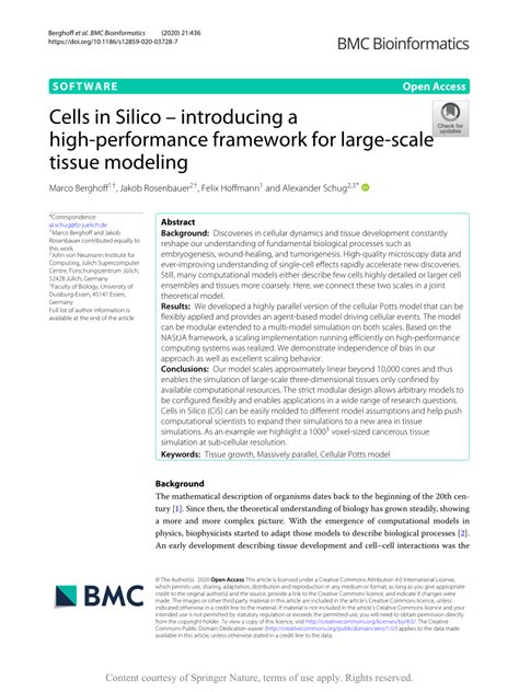 Pdf Cells In Silico Introducing A High Performance Framework For