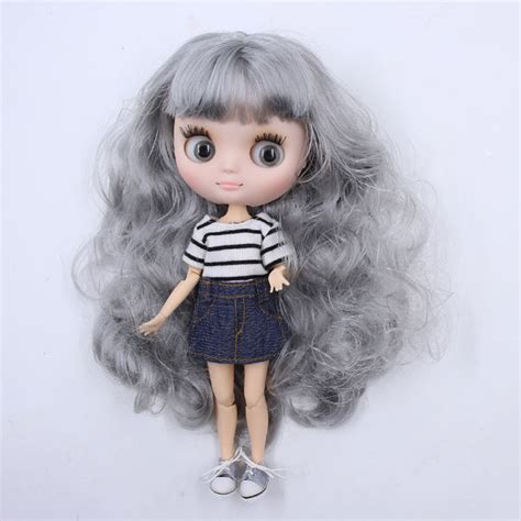 Scarlett Premium Custom Middie Blythe Doll With Silver Hair White Skin And Matte Cute Face