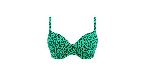 Freya Freya Zanzibar Plunge Bikini Oberteil Leoparden Muster für Damen JAE H