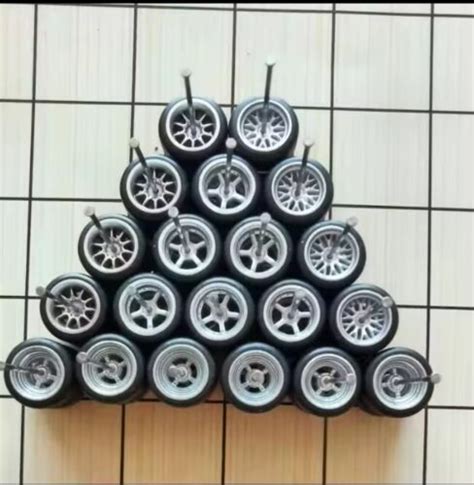 1 64 Scale 5 RANDOM SILVER Real Rider Wheels Rims Tires Set Mixed Lot Hot Wheels EBay