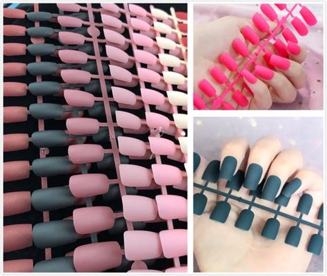 Pcs Detachable Frech Fake Nails Matte Nail Tips Colors Etsy