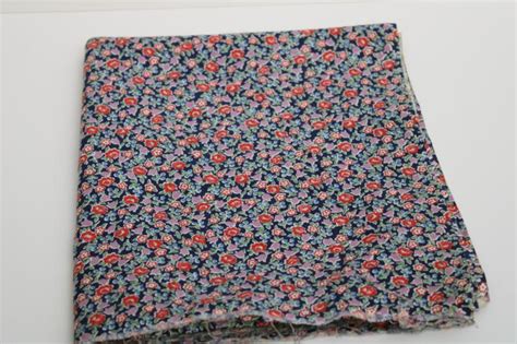 Vintage Cotton Feed Sack Fabric Tiny Ditsy Floral Print On Navy Blue