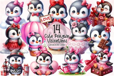 Cute Valentines Penguin Collection Graphic by LQ Design · Creative Fabrica