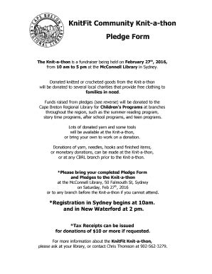 Fillable Online Cbrl KnitFit Community Knit A Thon Pledge Form Cbrl