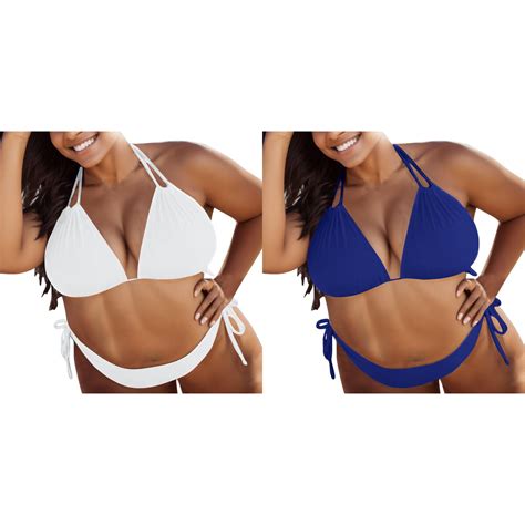 Pack Solid Size Suit Push Bikini Swimwear Padded Bathing Womens Swimsuit Set Plus Up Swimwears