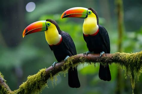 AI generated Two toucans sitting on a branch in the rainforest, toucan ...