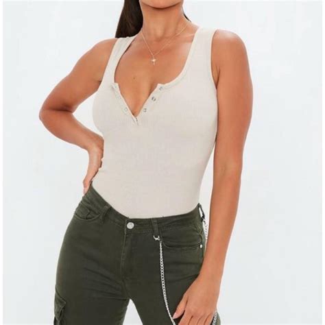 New Missguided Nude Bodysuit Size Depop
