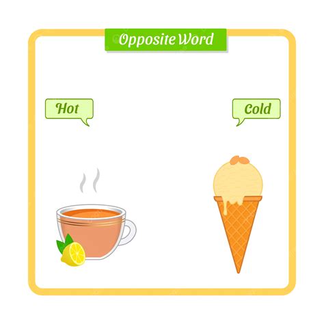 English Opposite Adjectives Hot And Cold Vector Illustration Opposite Adjective Hot Cold PNG