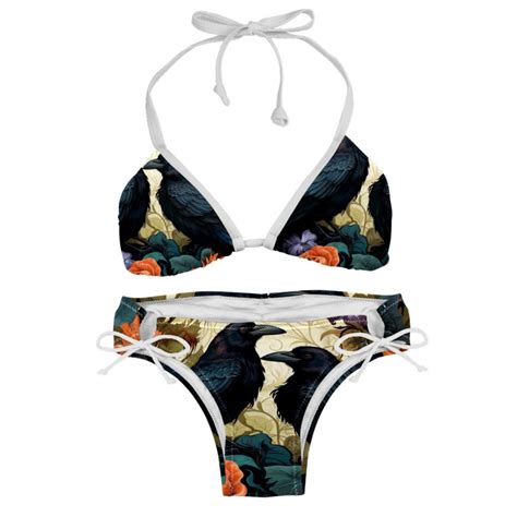 Crow Detachable Sponge Adjustable Strap Bikini Set Two Pack Swimwear