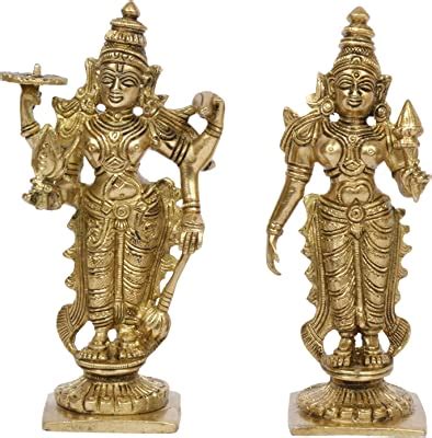 Buy Artvarko Brass Lord Bhagwan Vishnu Narayan Lakshmi Laxmi Statue