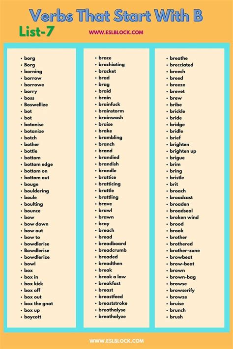 Verbs That Start With B Artofit