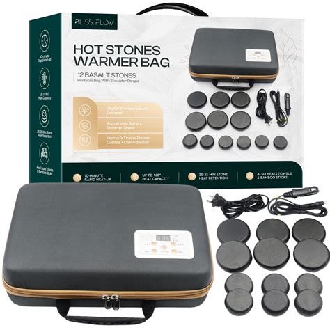 Amazon BlissFlow Hot Stones Massage Set With Portable Warmer 12