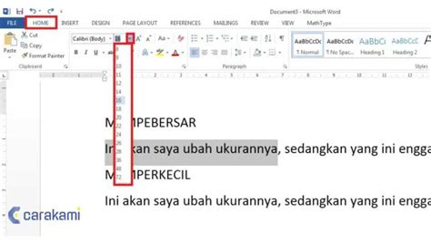 Cara Memperbesar Atau Memperkecil Ukuran Font Word Dengan Keyboard