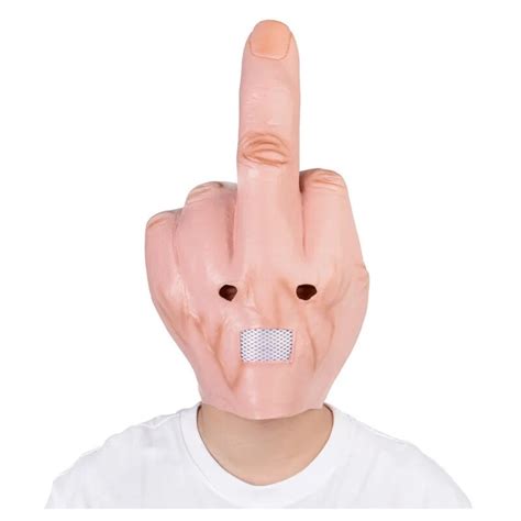 03B Middle Finger Mask Latex Give The Finger Headgear One Finger Salute