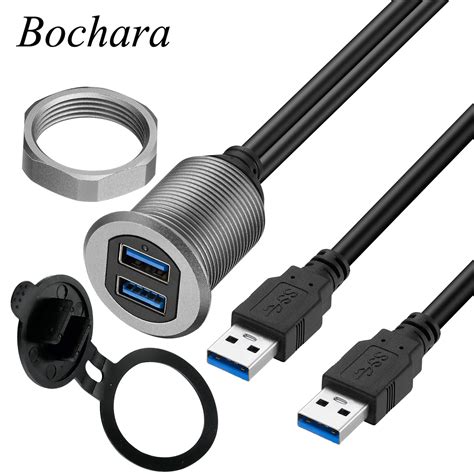 Bochara Dual USB3 0 USB 2 0 Male To Female Flush Mount Panel Extension