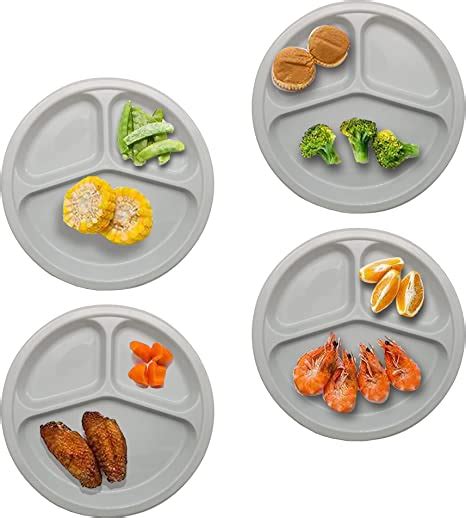 Zdesign Divided Plates For Adults 4 Pack Portion Control Plates Divided Plastic