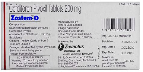 Buy Zostum O Cefditoren Pivoxil Tablet Online