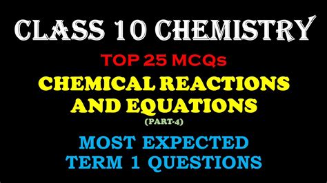 Mcq Class 10 Chemical Reactions And Equations Mcq Class 10 Science Chapter 1 Mcqncert Youtube