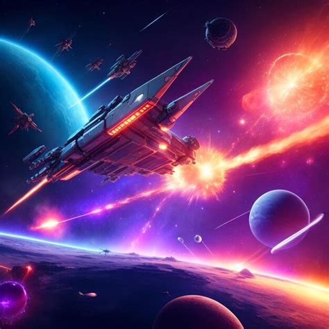 Batalla espacial intergaláctica con naves espaciales futuristas