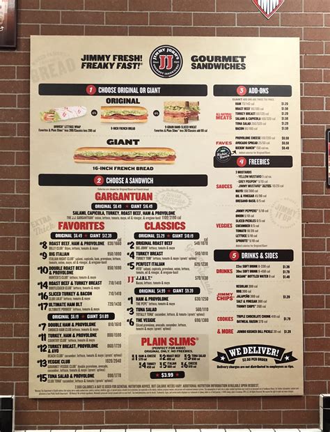 Printable Jimmy Johns Menu