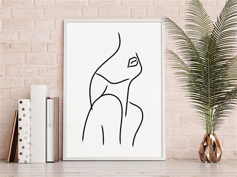 Female Line Drawing Art Line Drawing Print Minimalist Nude Etsy