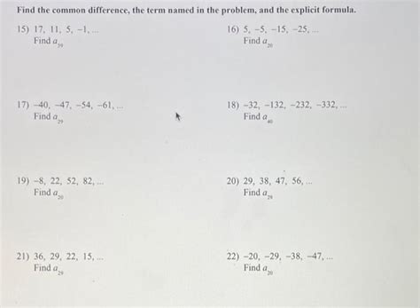 solved find  common difference  term named   cheggcom