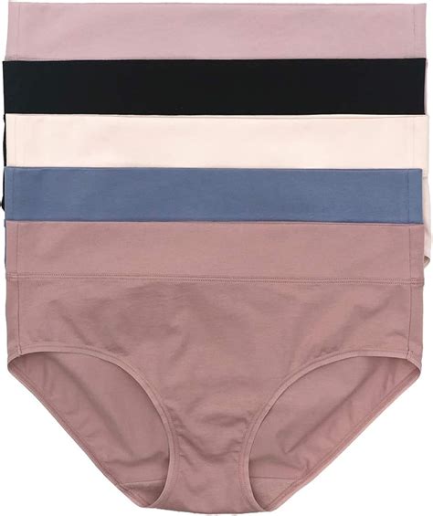 Felina Lingerie Womens 5 Pack Pima Cotton Wide Waistband Hipster Panty Pastels X Large At Amazon