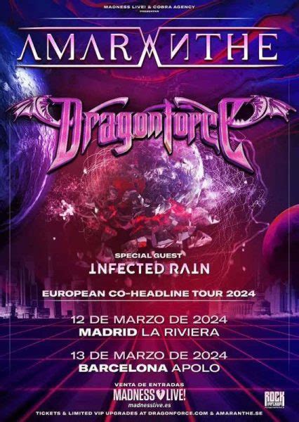 Dragonforce Horarios Para Sus Conciertos Con Amaranthe E Infected Rain