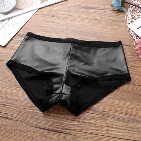 Women S Soft Faux Leather Underpants Lingerie Briefs Hipster Underwear Panties Ebay