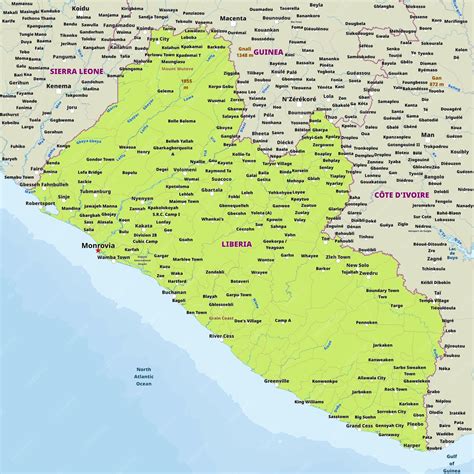 Premium Vector | Simple political map of Liberia