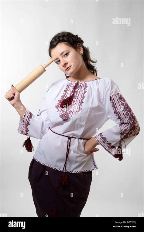 Ready Ukrainian Girl With A Rolling Pin Stock Photo Alamy