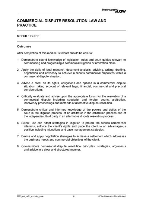 2223 Cdr Ce01 Module Guide Commercial Dispute Resolution Law And