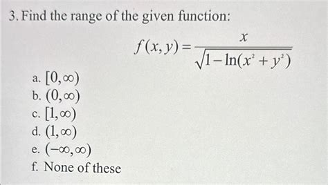 Solved Find The Range Of The Given