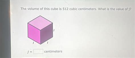 Solved: The volume of this cube is 512 cubic centimeters. What is the ...
