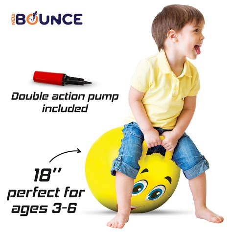 New Bounce Yellow Smiley Face Hopper Ball For Kids Jumping Childrens