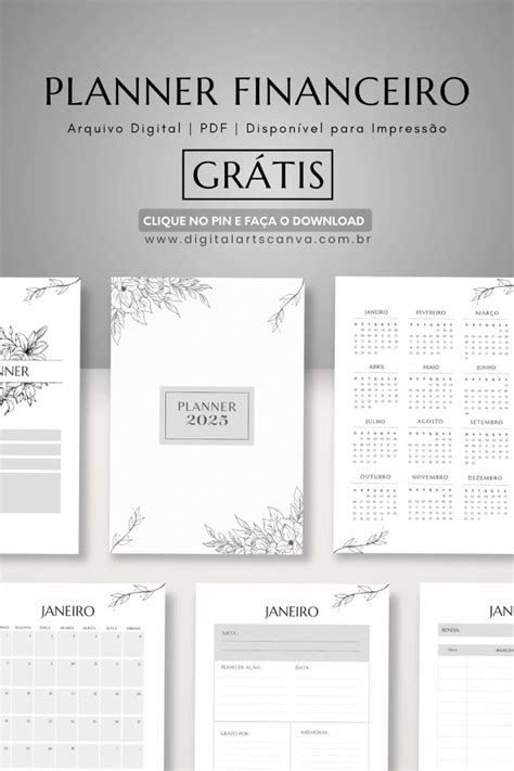 Planner Financeiro 2025 Para Imprimir - Planner Financeiro Gratuito para Impressão 2025 🖤🩶 | Planner financeiro ...