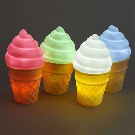 Novelty Ice Cream Cone Shaped Desk Table Led Atmosphere Night Light Ice Cream Shaped Nightlight