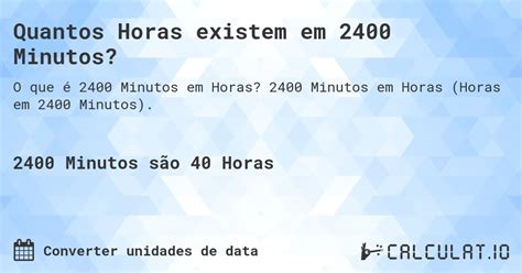 2400 Minutos Em Horas
