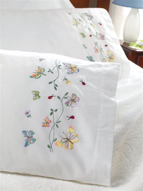 Bucilla Stamped Embroidery Pillowcase Pair 20"X30"-Butterflies In Flight , New, | eBay