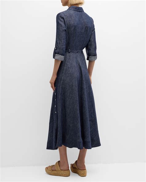 Gabriela Hearst Marley Belted Denim Maxi Shirtdress Neiman Marcus