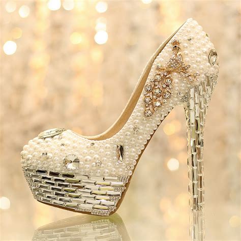 Popular Ivory Round Toe Imitation Pearl Formal Shoes Crystal Tassels