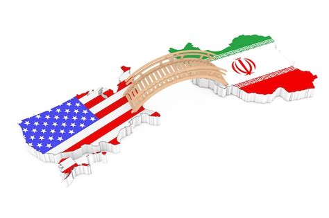 Puente entre estados unidos e irán sobre un fondo blanco