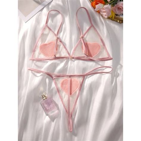 Intimates Sleepwear Medium Heart Pattern Mesh Lingerie Set Poshmark