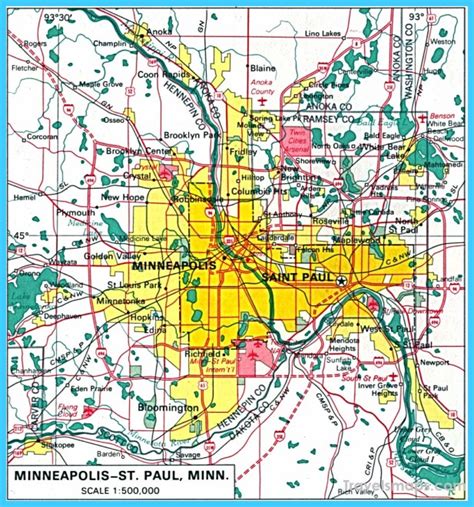 Map of Minneapolis St. Paul - TravelsMaps.Com